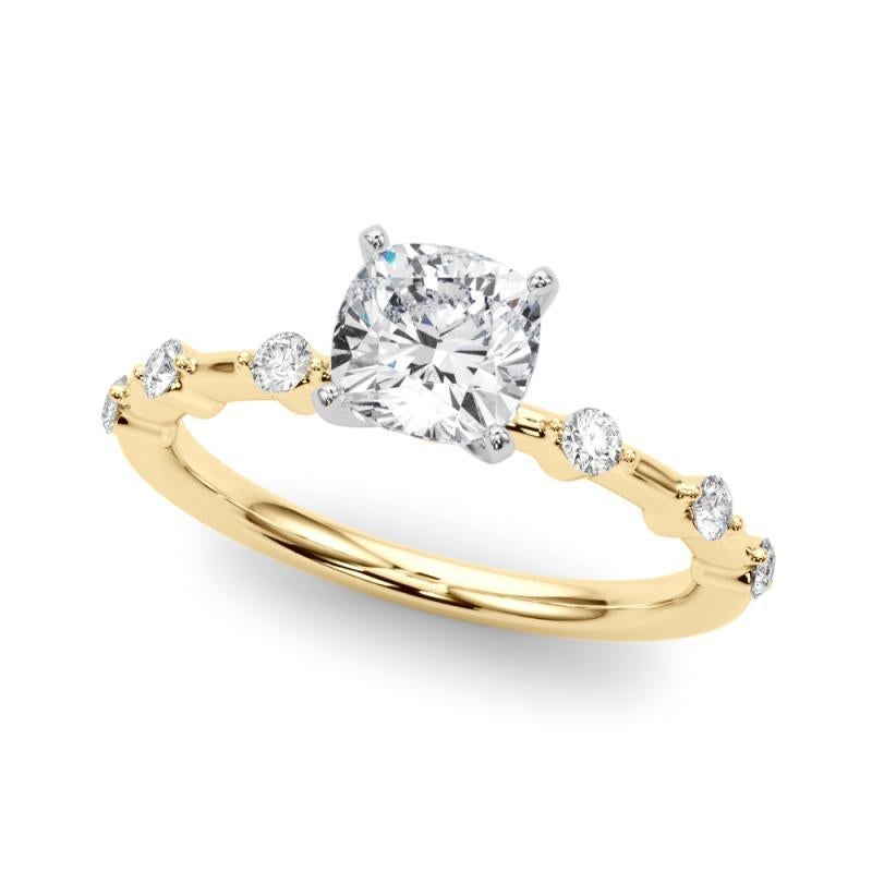 GIA zertifiziert 1,30 Karat Cushion Diamant Bambus Schaft Diamantring (Kissenschliff) im Angebot