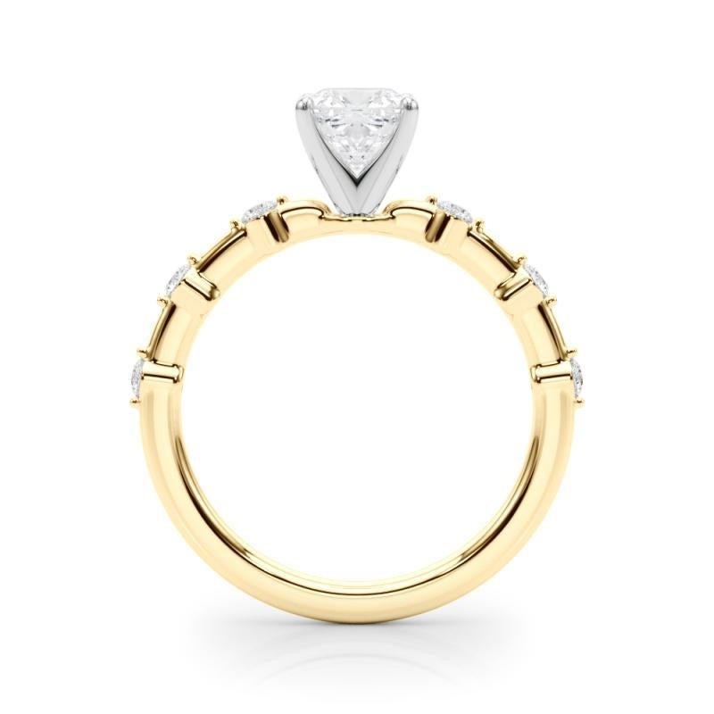 GIA zertifiziert 1,30 Karat Cushion Diamant Bambus Schaft Diamantring im Zustand „Neu“ im Angebot in New York, NY