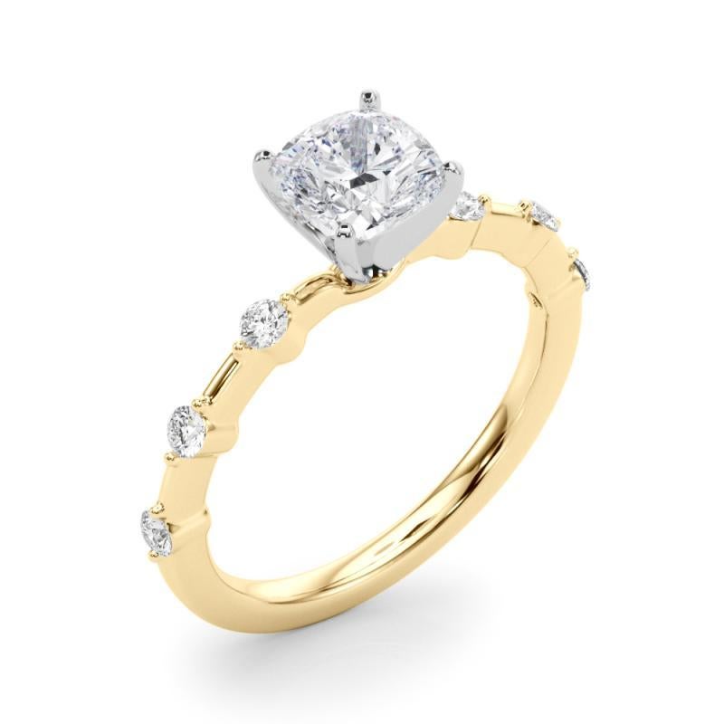 GIA zertifiziert 1,30 Karat Cushion Diamant Bambus Schaft Diamantring Damen im Angebot