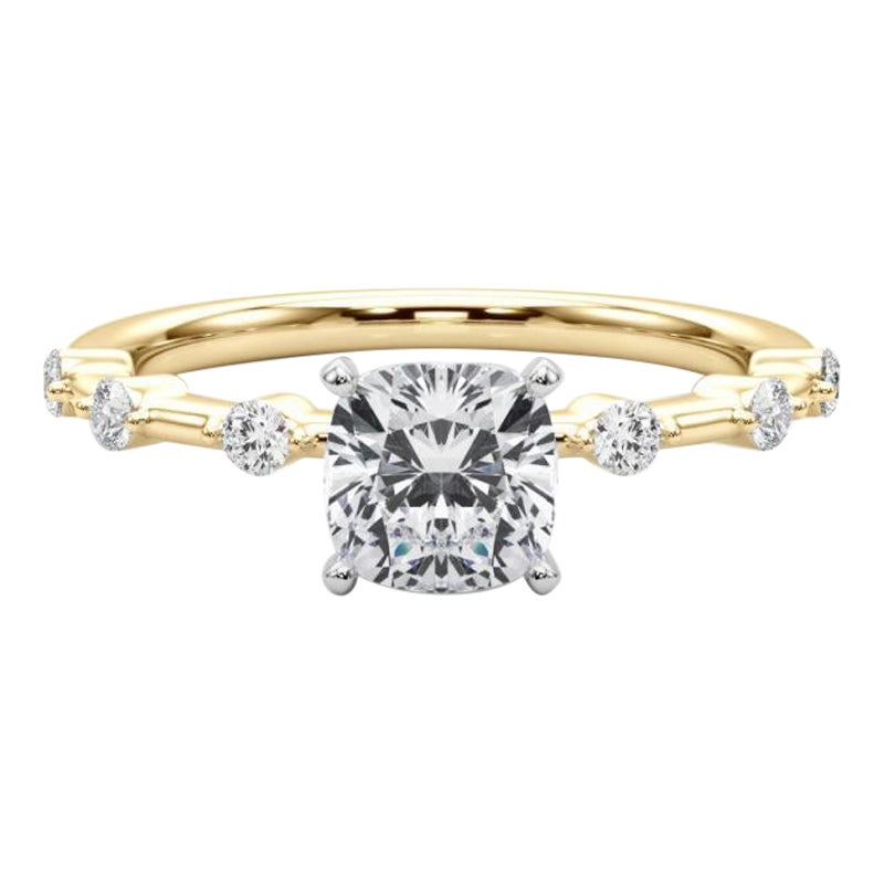 GIA zertifiziert 1,30 Karat Cushion Diamant Bambus Schaft Diamantring
