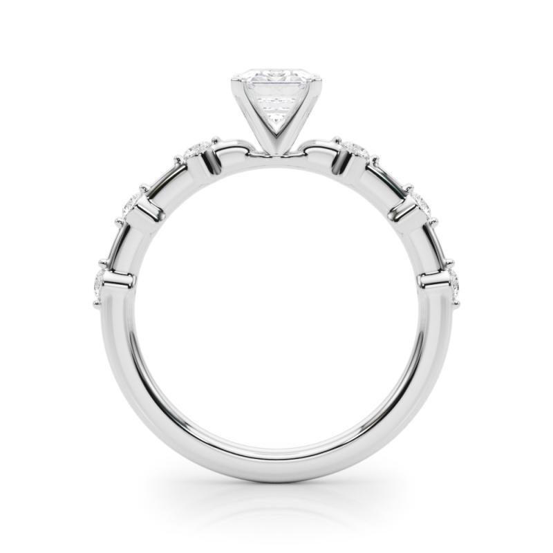 GIA Certified 1.30 Carat Emerald Diamond Bamboo Shank Platinum Diamond Ring In condizioni Nuovo in vendita a New York, NY
