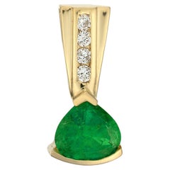 GIA Certified 1.30 Carat Emerald Diamond Yellow Gold Pendant