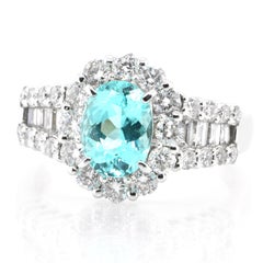 GIA Certified 1.30 Carat Natural Paraiba Tourmaline Ring Set in Platinum