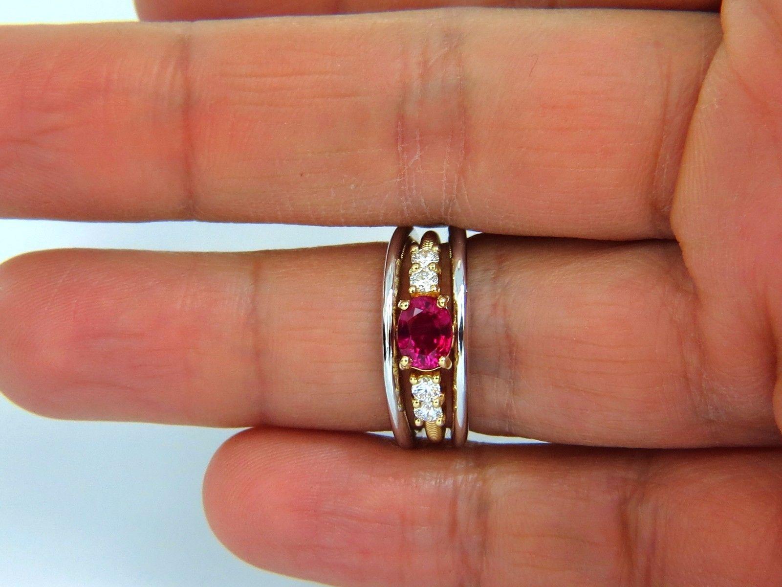 GIA Certified 1.30 Carat Natural Vivid Red Ruby Diamonds Ring 18 Karat Coil Wrap In New Condition For Sale In New York, NY