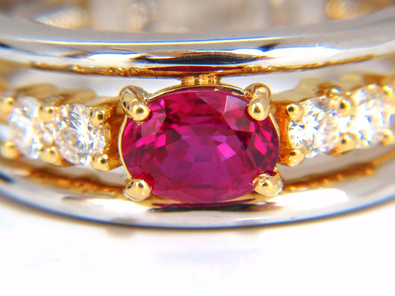 Women's or Men's GIA Certified 1.30 Carat Natural Vivid Red Ruby Diamonds Ring 18 Karat Coil Wrap For Sale