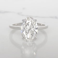 GIA Certified 1.30 Carat Oval Diamond Platinum Ring