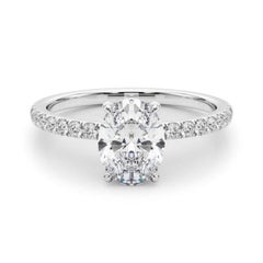 GIA zertifiziert 1,30 Karat Oval versteckt Halo Pave 18K Weißgold Diamantring