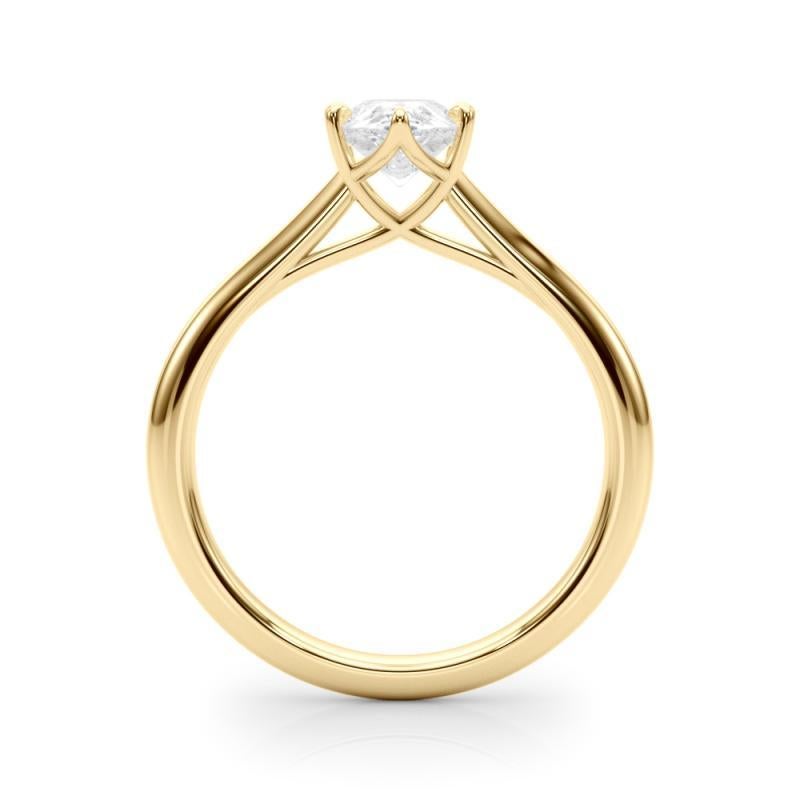 GIA Certified 1,30 Carat Pear Solitaire Cathedral 18K Yellow Gold Ring In condizioni Nuovo in vendita a New York, NY
