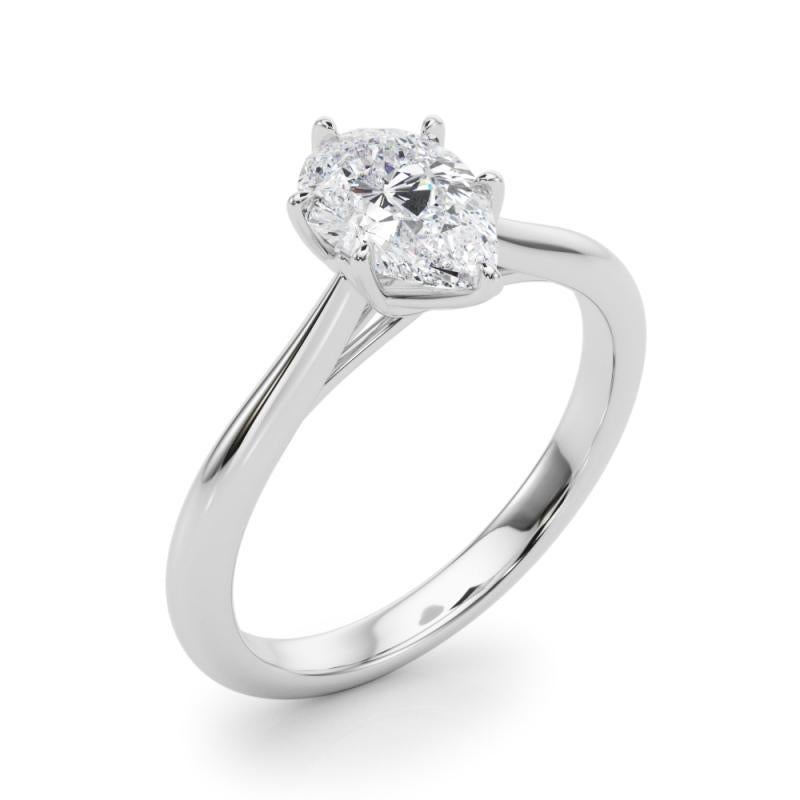 De las mujeres GIA Certificado 1.30 Quilates Pera Solitario Catedral  Anillo de diamantes en venta