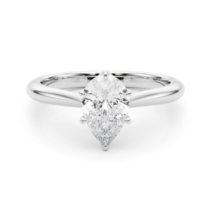 GIA Certified 1.30 Carat Pear Solitaire Cathedral  Bague en diamant