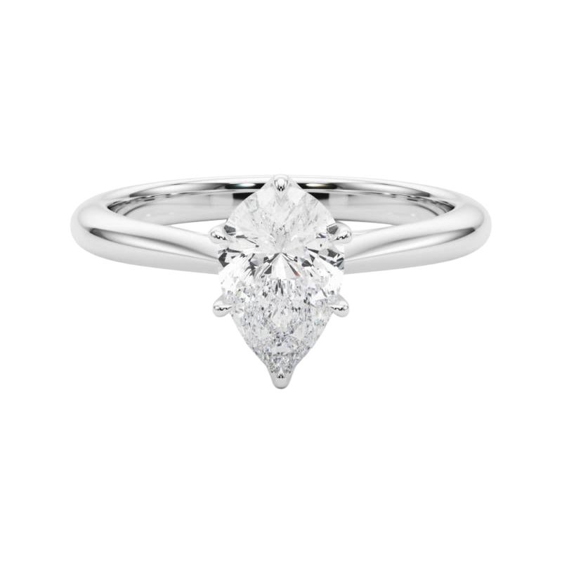 GIA Certified 1.30 Carat Pear Solitaire Cathedral  Diamond Ring