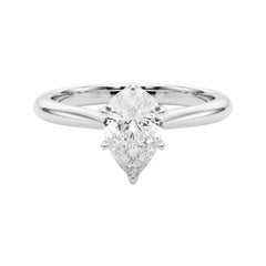 GIA Certified 1.30 Carat Pear Solitaire Cathedral  Diamond Ring