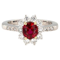 GIA Certified 1.30 Carat Pigeon Blood Ruby Diamond Ring Tiffany & Co Platinum