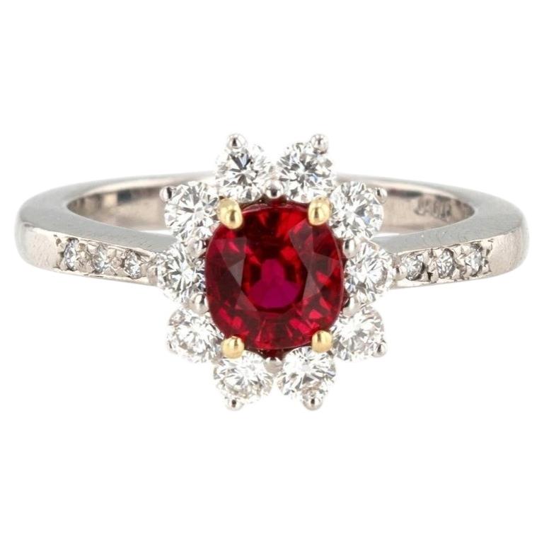 GIA-zertifizierter 1,30-Karat-Taubenblut-Rubin-Diamantenring Tiffany & Co. aus Platin