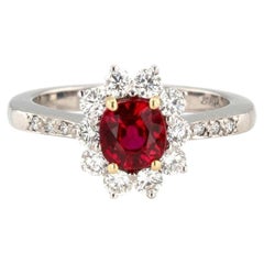 GIA Certified 1.30 Carat Pigeon Blood Ruby Diamond Ring Tiffany & Co Platinum