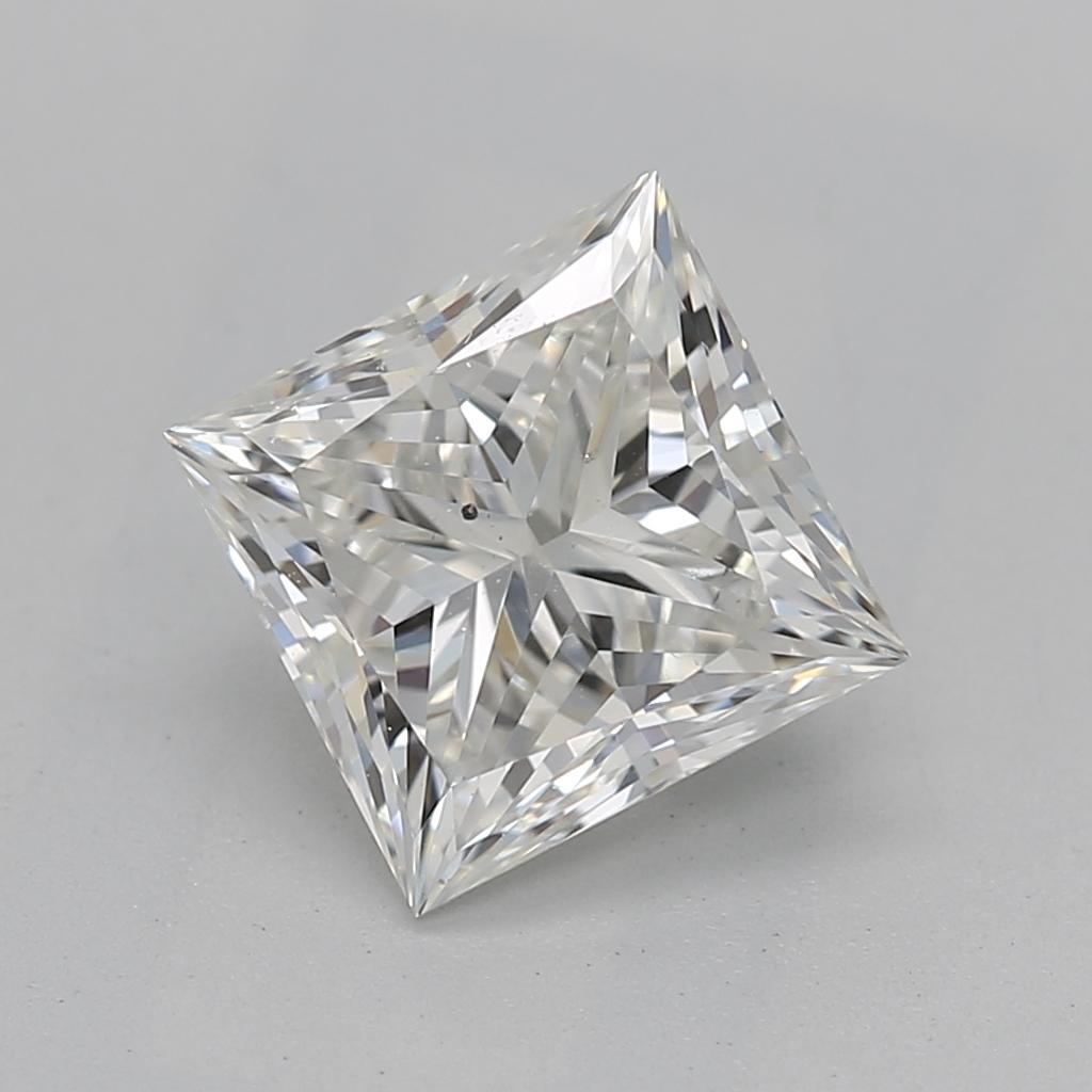 Contemporary GIA Certified 1.3 Carat Princess Solitaire Trellis Prong Diamond Ring For Sale