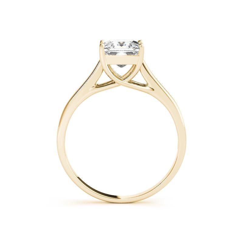 GIA zertifiziert 1,30 Karat Prinzessin Solitär Trellis Prong Diamantring (Carréschliff) im Angebot