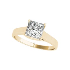 GIA Certified 1.30 Carat Princess Solitaire Trellis Prong Diamond Ring