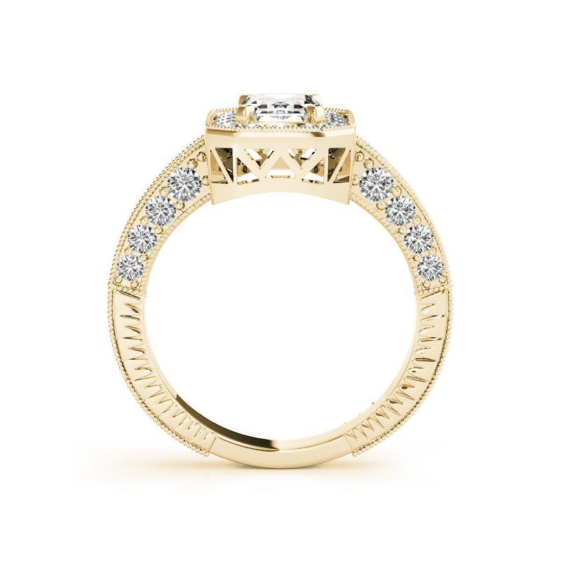 Taglio radiant GIA Certified 1,30 Carat Radiant Halo Openwork Diamond Ring in vendita