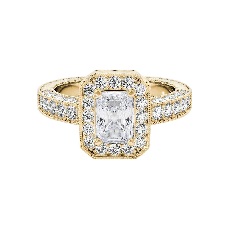 GIA Certified 1,30 Carat Radiant Halo Openwork Diamond Ring in vendita