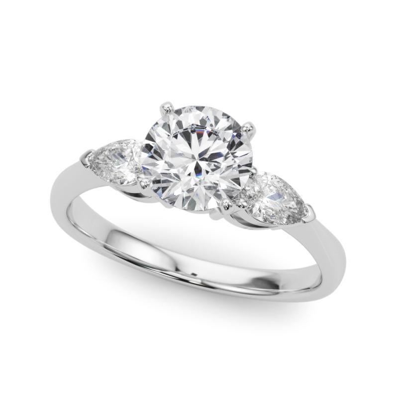 GIA Certified 1.30 Carat Round East-West Three-Stone Diamond Ring In New Condition For Sale In New York, NY
