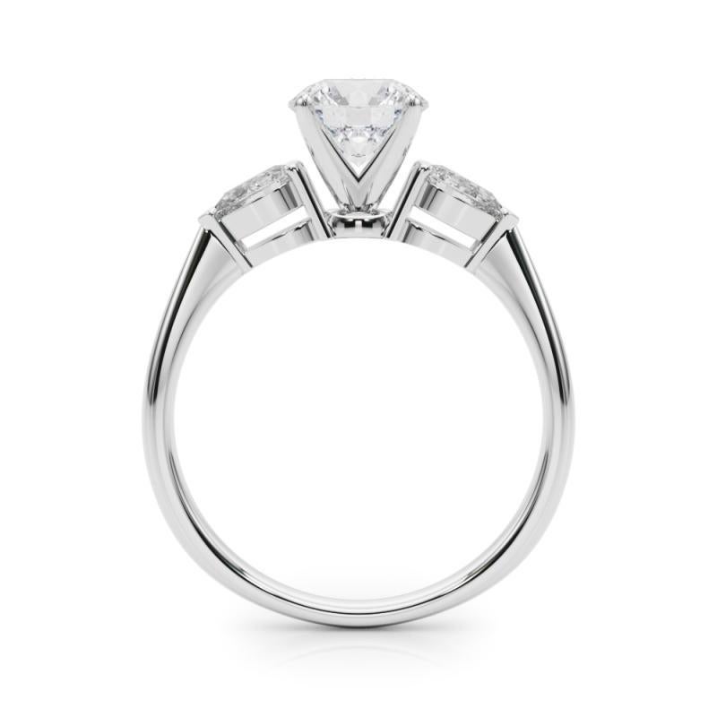 GIA Certified 1.30 Carat Round East-West Three-Stone Diamond Ring For Sale 1