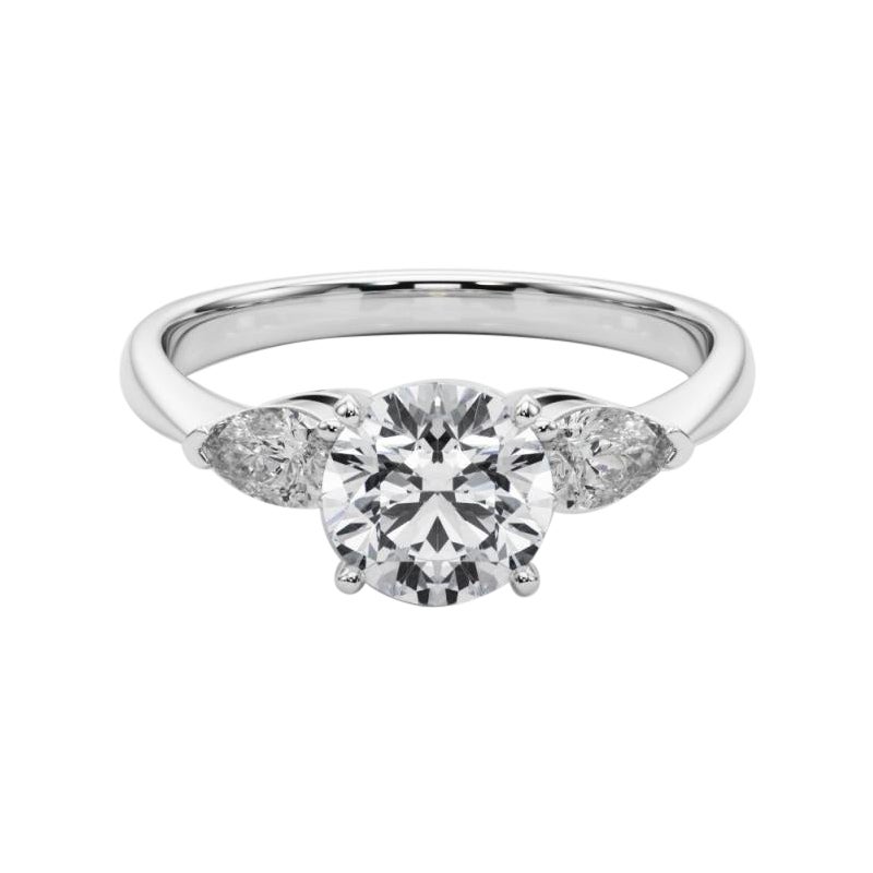 GIA Certified 1.30 Carat Round East-West Three-Stone Diamond Ring