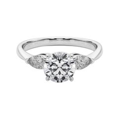 GIA Certified 1.30 Carat Round East-West Three-Stone Diamond Ring