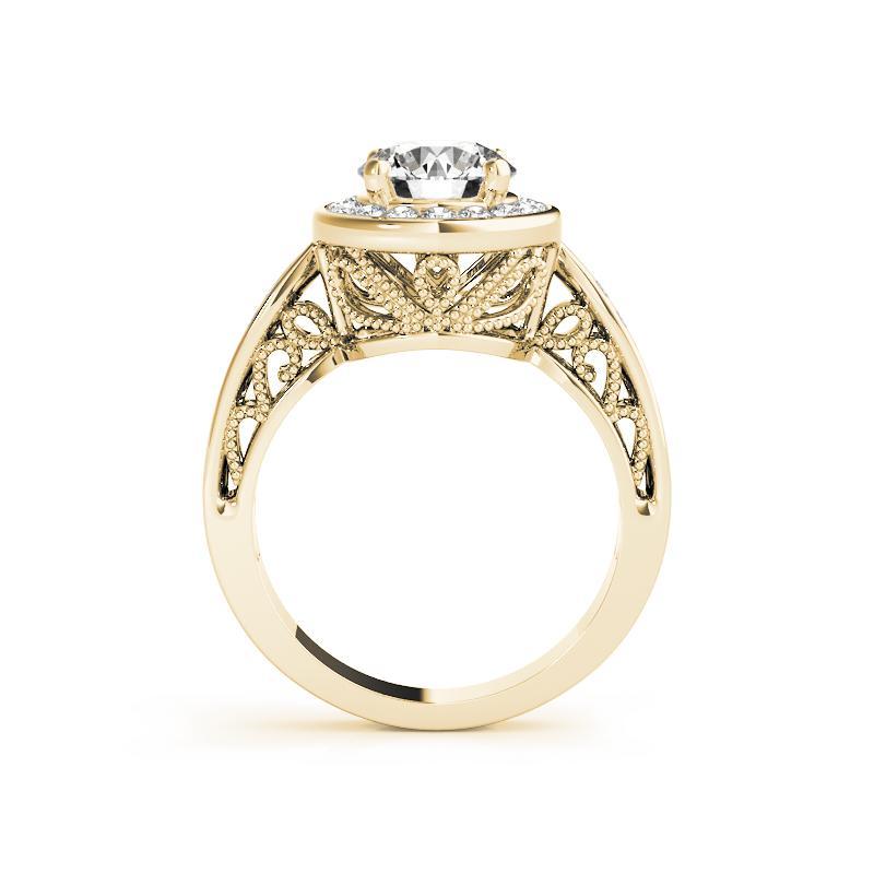 Taglio rotondo GIA Certified 1.30 Carat Round Halo Flower Basket Channel Diamond Ring in vendita