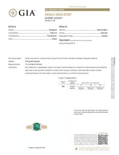 GIA Certified 1.30 Ct Minor Oil Emerald & Trillion Diamond 3-Stone Ring in 18K