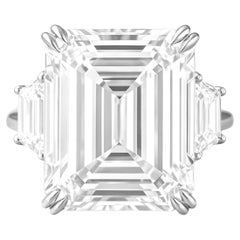 GIA Certified 13.09 Carat Emerald Cut Diamond Platinum Ring