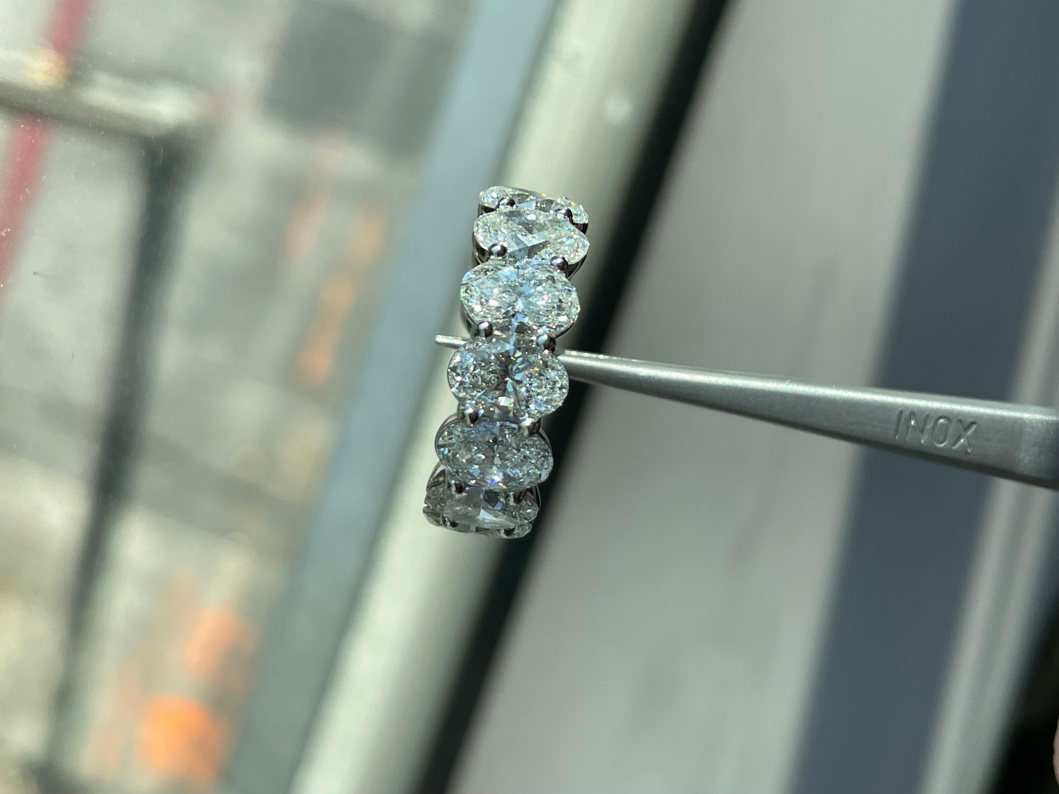 GIA Certified 13.09 Carat Oval Eternity Band  In New Condition For Sale In LA, CA