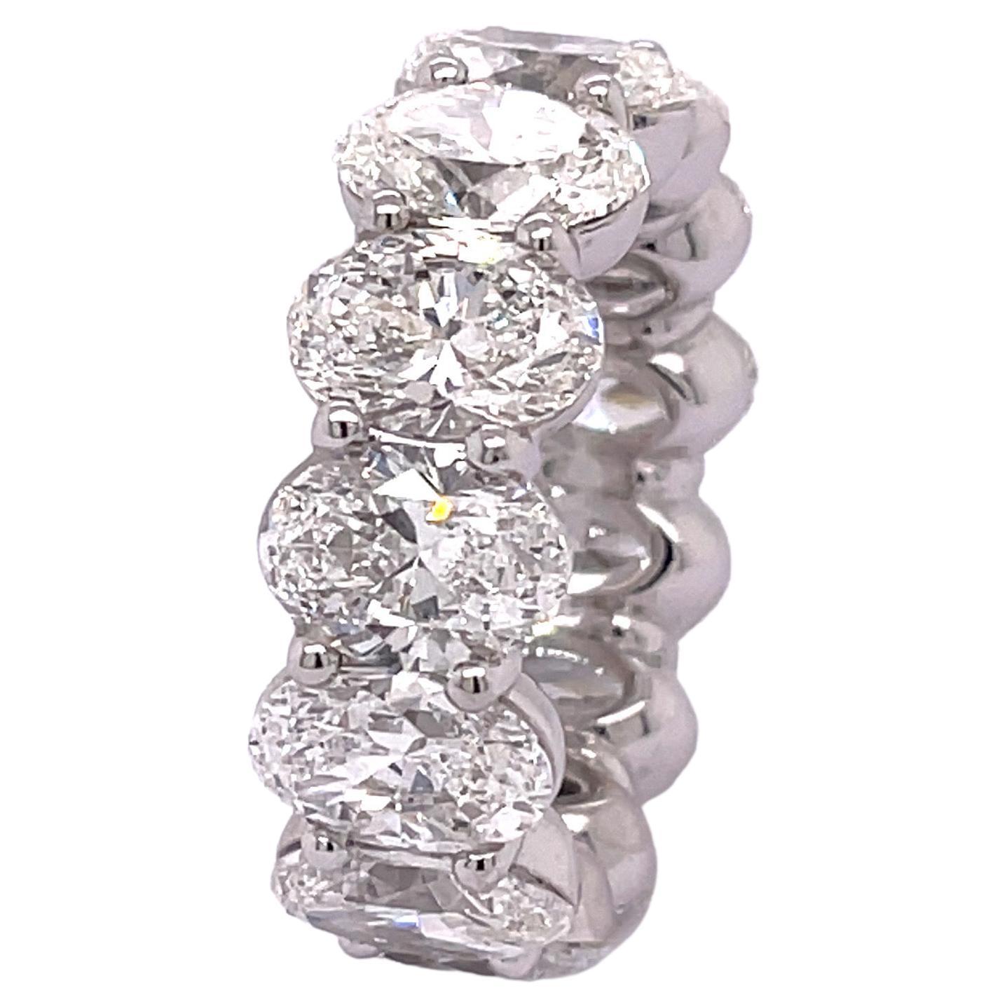 GIA Certified 13.09 Carat Oval Eternity Band  For Sale