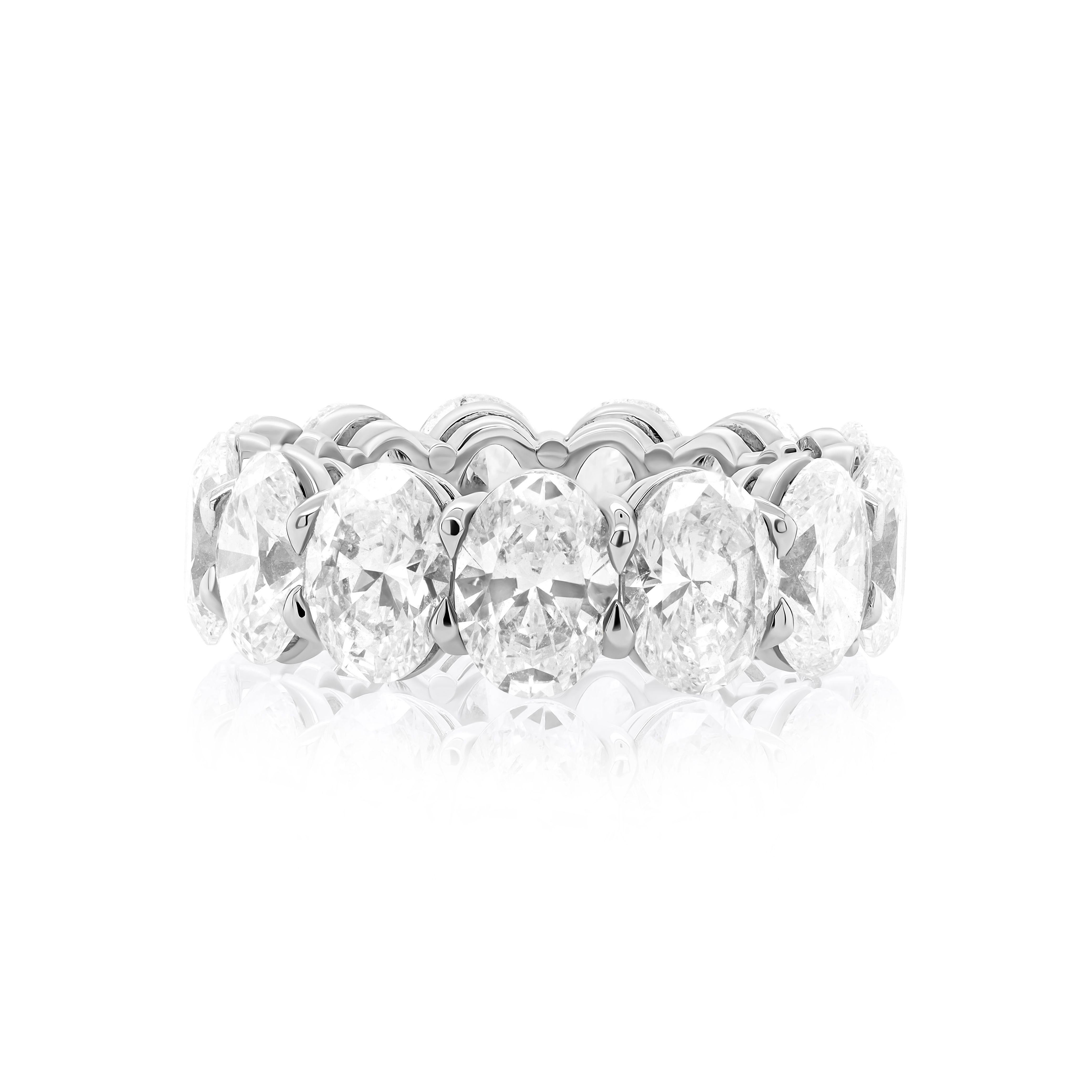 Oval Cut GIA Certified 13.09 Ct Oval Diamond Eternity Band  For Sale