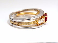 GIA Certified 1.30Carat Natural Vivid Red Ruby Diamonds Ring 18 Karat Coil Wrap*
