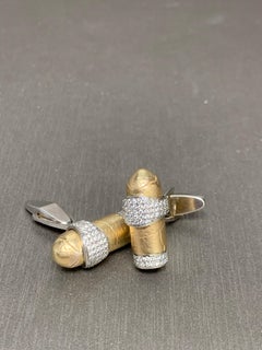 White Pavé Diamond Cigar Cuff Links