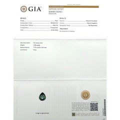 GIA Certified 1.30ct Natural Sapphire Teal Green Blue Pear Cut Untreated Gem