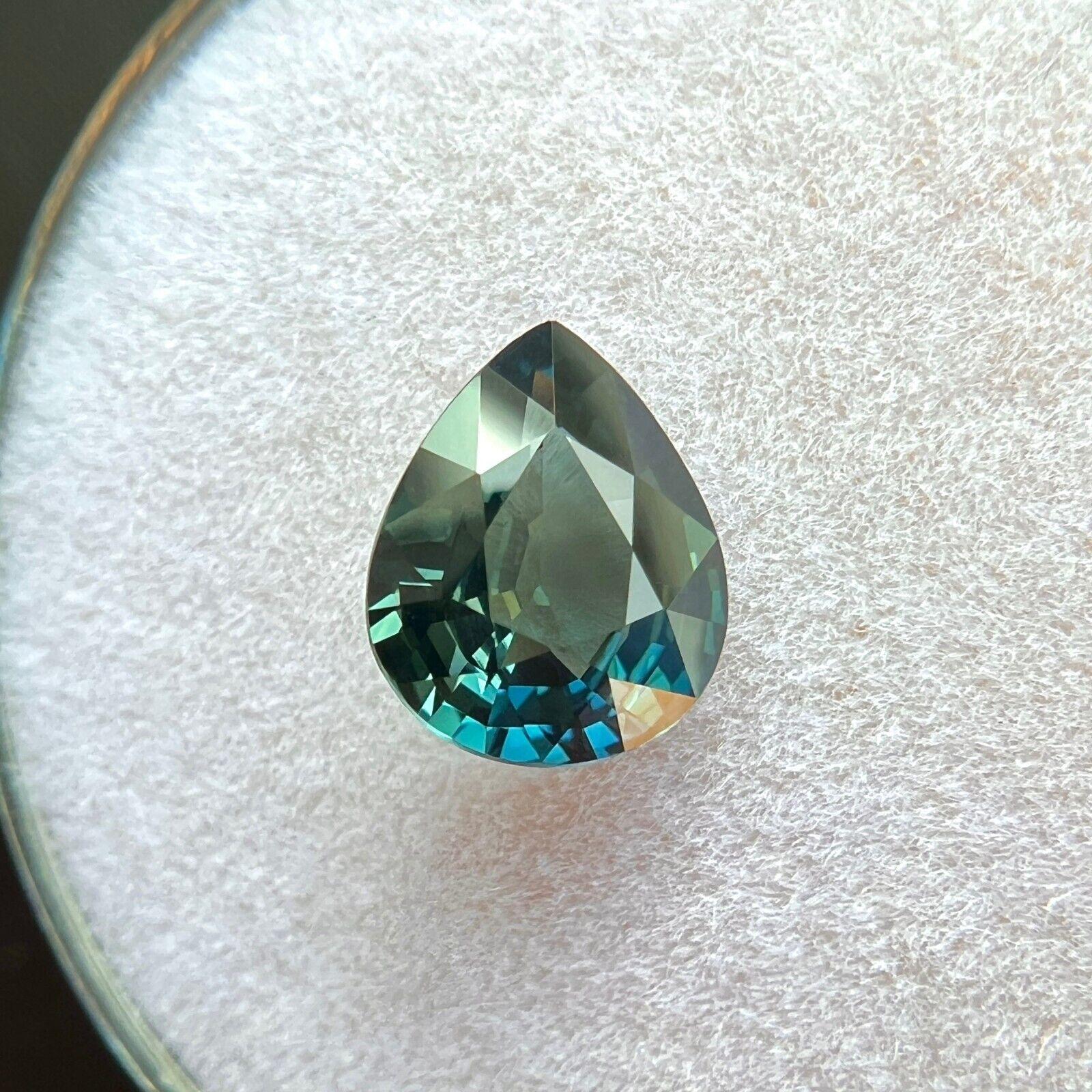 GIA zertifiziert 1,30ct natürlichen Saphir Teal grün blau Birne geschnitten unbehandelt Edelstein (Tropfenschliff) im Angebot