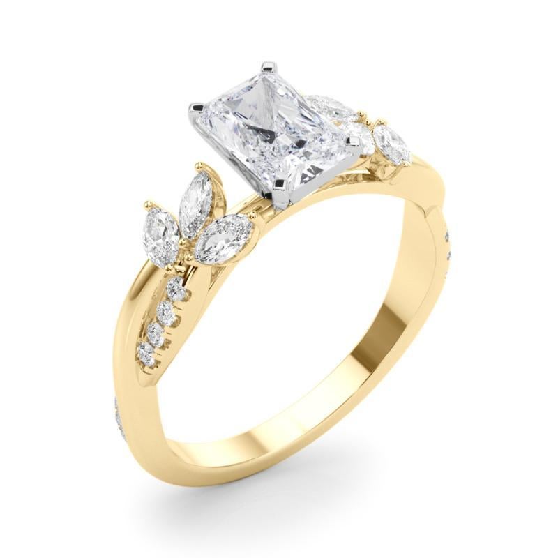 GIA zertifiziert 1,30ct Radiant Entwined Garten Blume Rebe Diamant-Ring Damen im Angebot