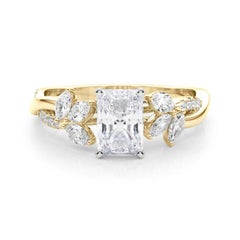 Bague en diamant certifié GIA de 1,30 carat rayonnant entrelacé Garden Flower Vine