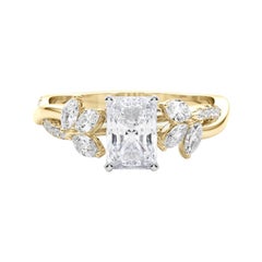 GIA zertifiziert 1,30ct Radiant Entwined Garten Blume Rebe Diamant-Ring