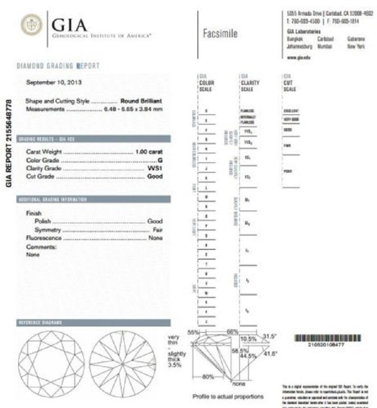 GIA-zertifiziert 1,30ct. Rund geschliffener Diamantring G/VVS-1 Platin klassischer & Kranz für Damen oder Herren im Angebot