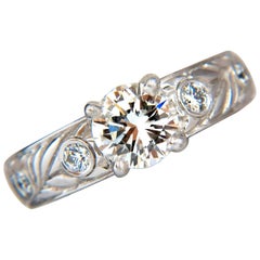 GIA certified 1.30ct. Round cut diamonds ring G/VVS-1 platinum classic & Wreath*