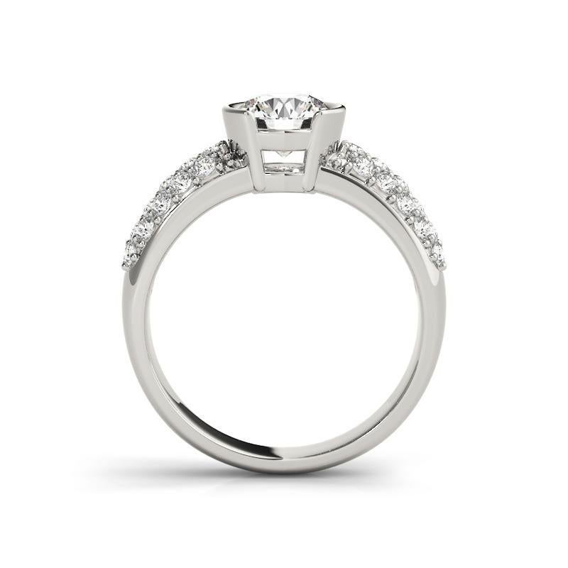 Taglio rotondo Anello di diamanti in platino con solitario moderno a mezzo castone, certificato GIA da 1,30 ct. in vendita