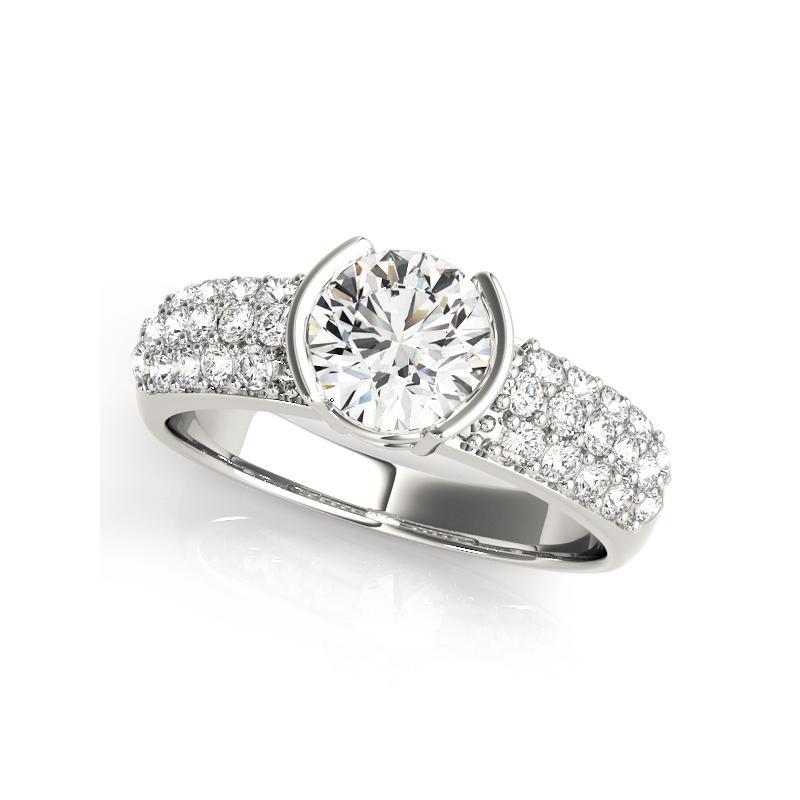 Anello di diamanti in platino con solitario moderno a mezzo castone, certificato GIA da 1,30 ct. in vendita