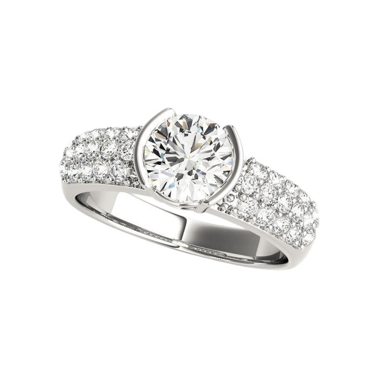 GIA Certificado 1.30ct Ronda Moderno Medio Bisel Solitario Anillo de Diamantes en Platino en venta