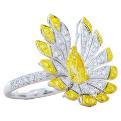 Certifié GIA, 1,30 carats, poire de couleur jaune clair, diamant de couleur naturelle