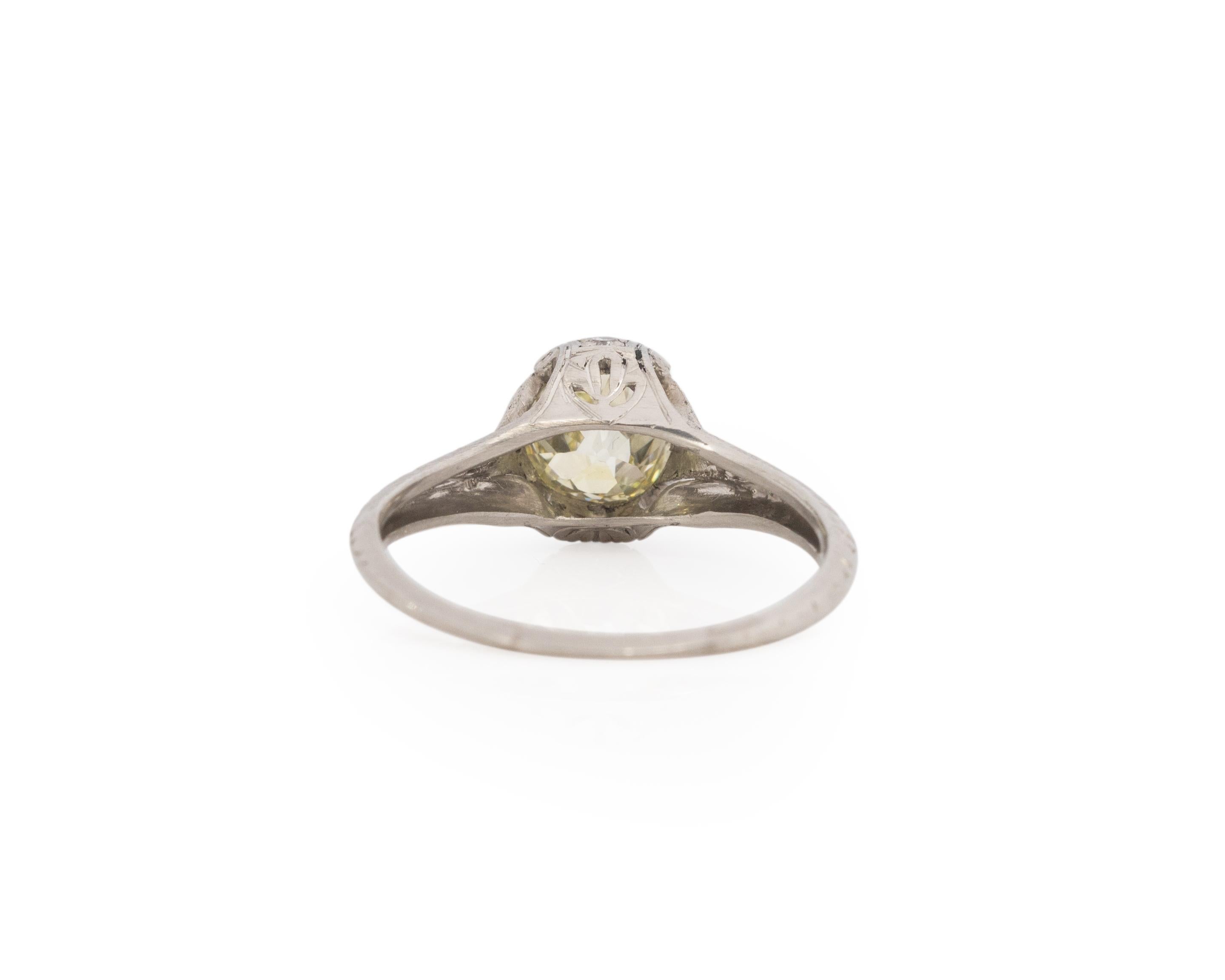 GIA-zertifizierter Platin-Verlobungsring mit 1.31 Karat Art Deco-Diamant (Alteuropäischer Brillantschliff) im Angebot