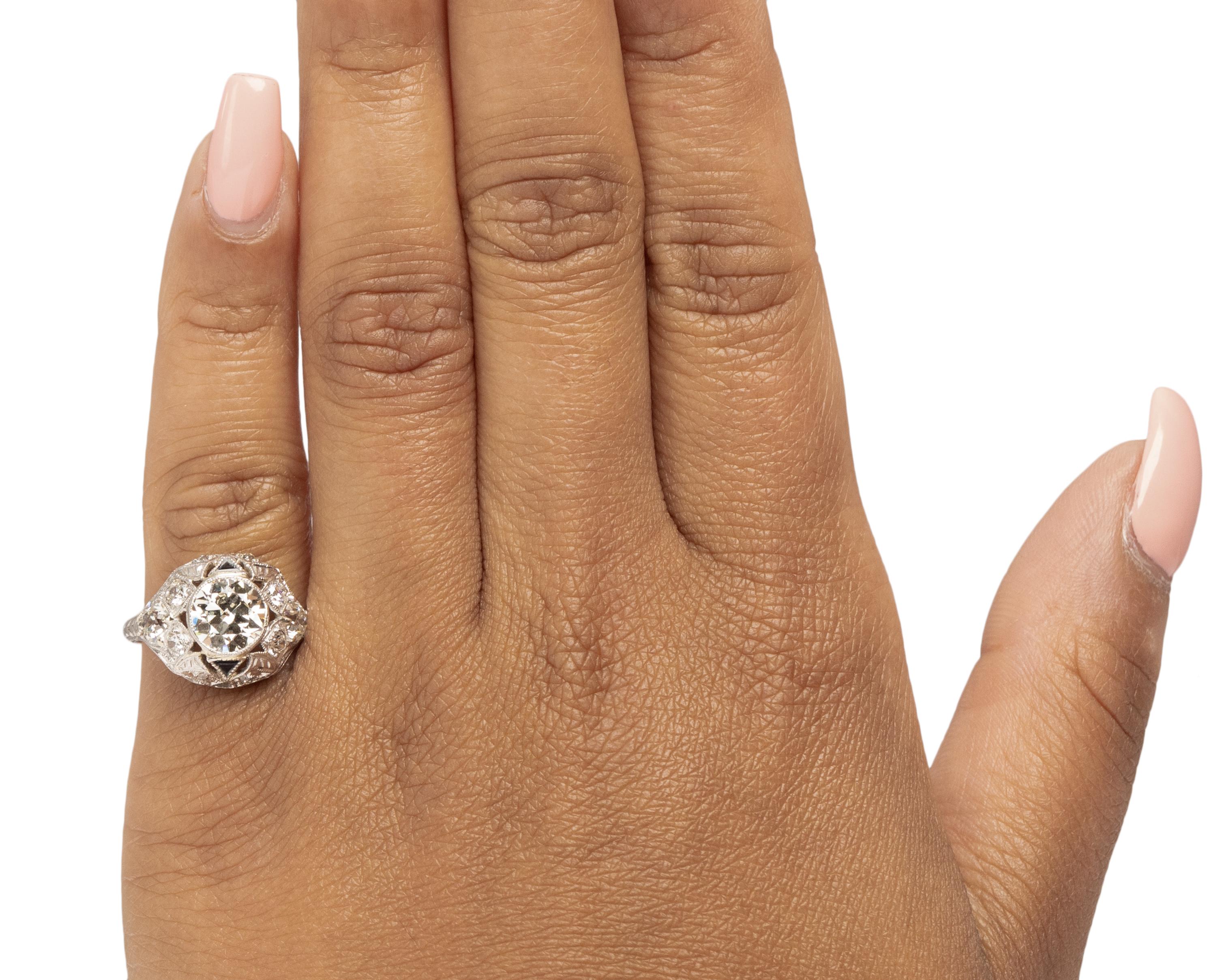 Women's GIA Certified 1.31 Carat Art Deco Diamond Platinum Engagement Ring For Sale