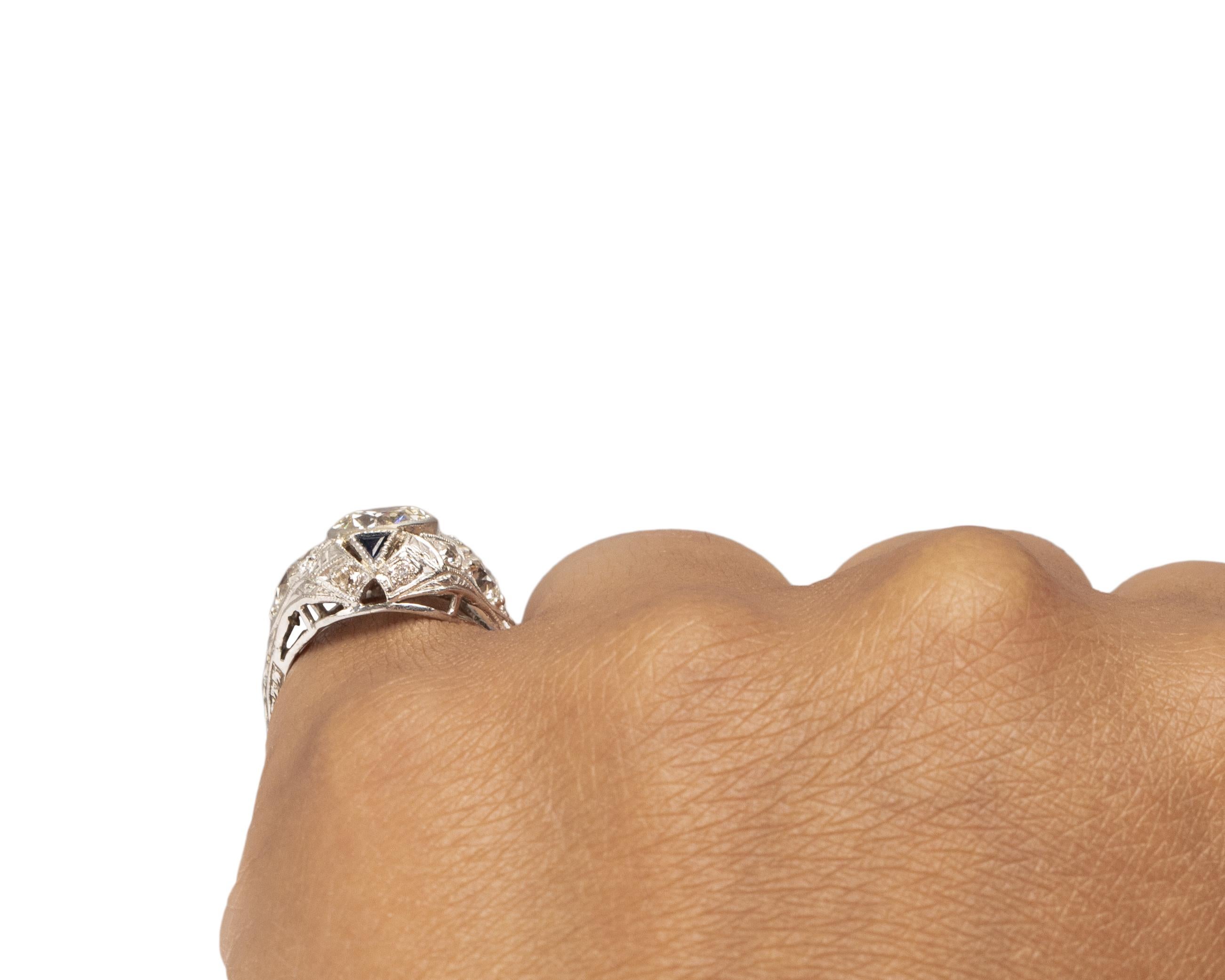 GIA Certified 1.31 Carat Art Deco Diamond Platinum Engagement Ring For Sale 1
